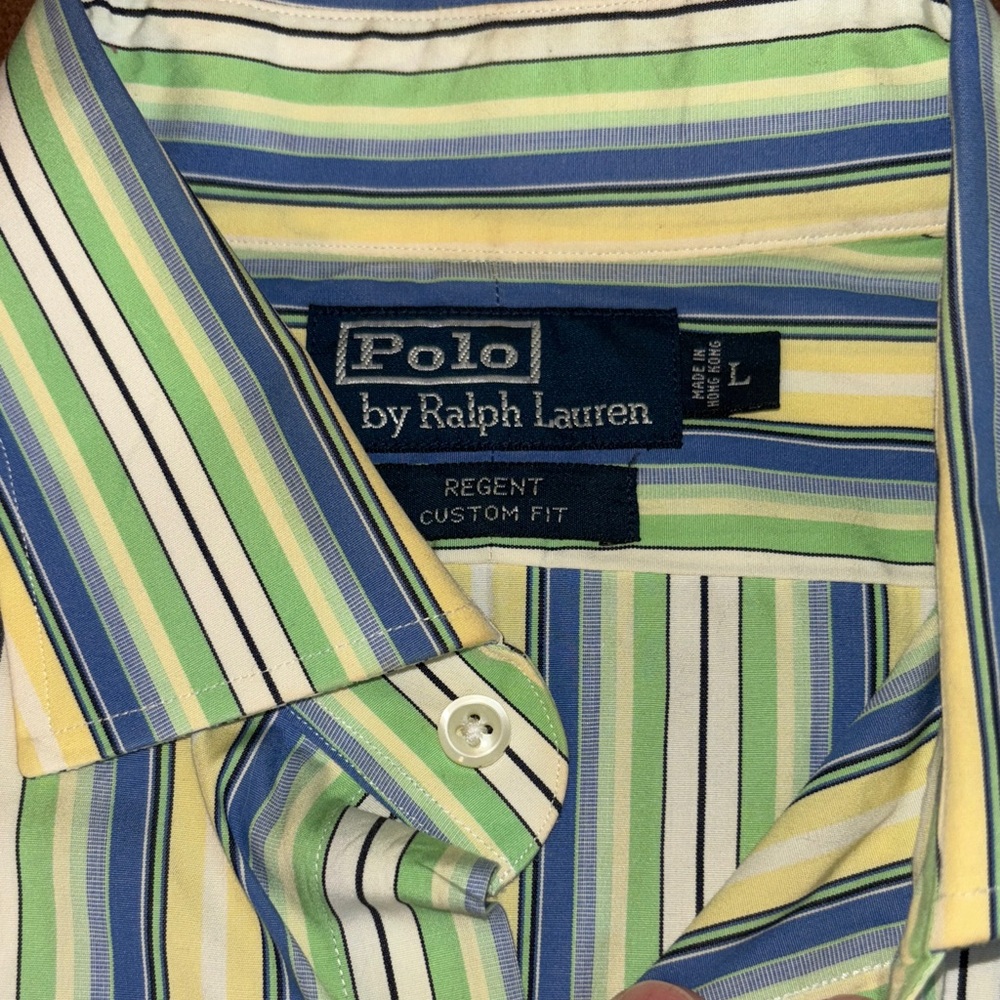 Polo by Ralph Lauren Regent Green, Blue & Yellow Striped Button-Down Shirt